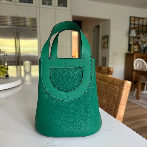 Hermès In the Loop 18 Vert Vertigo Handbag Clemence NEW w Receipt, Authentic - Picture 10 of 16